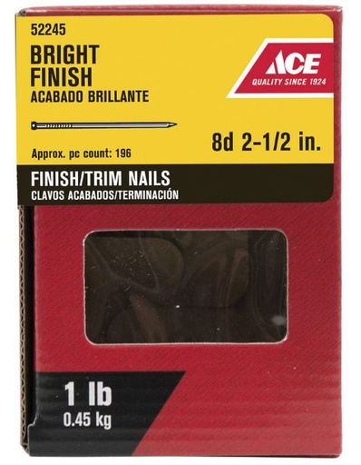 Ace 8D 2-1/2 in. Finishing Bright Nail Countersunk 1 lb.