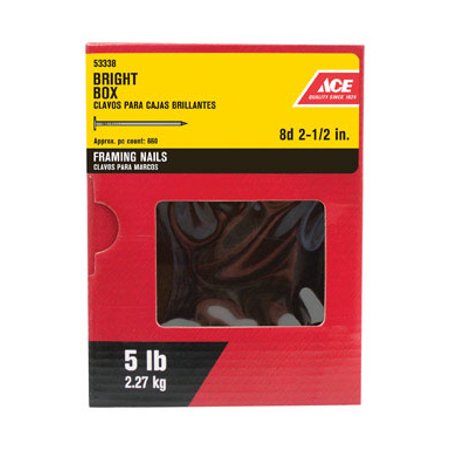 Ace 8D 2-1/2 in. Framing Bright Steel Nail Flat 1 lb.
