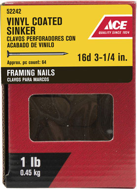 Ace 16D 3-1/2 in. Framing Bright Steel Nail Flat 1 lb.