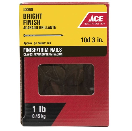 Ace 10D 3 in. Finishing Bright Steel Nail Countersunk, 1 lb.