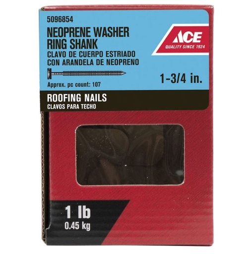 Ace 1-3/4 in. Roofing Galvanized Steel Nail Round 1 lb.