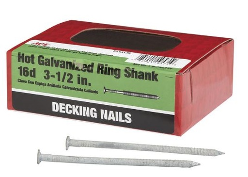 Ace 16D 3-1/2 in. Deck Hot-Dipped Galvanized Steel Nail Flat 1 lb.