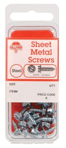 Hillman No. 12 x 1/2 in. L Slotted Hex Head Zinc-Plated Steel Sheet Metal Screws 7 pk