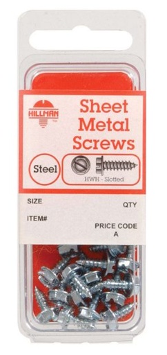 Hillman No. 14 x 3/4 in. L Slotted Hex Head Zinc-Plated Steel Sheet Metal Screws 5 pk