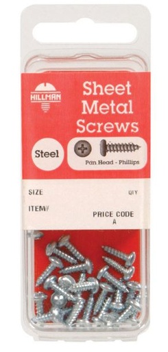 Hillman No. 4 x 3/4 in. L Phillips Pan Head Zinc-Plated Steel Sheet Metal Screws 20 pk