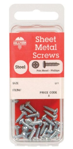 Hillman No. 6 x 5/8 in. L Phillips Pan Head Zinc-Plated Steel Sheet Metal Screws 20 pk