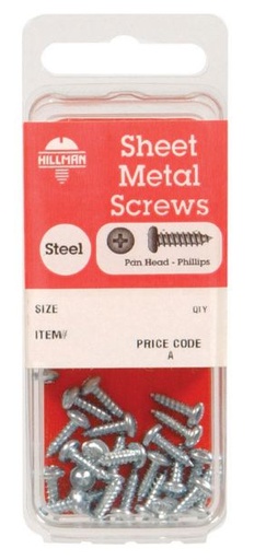 Hillman No. 8 x 3/8 in. L Phillips Pan Head Zinc-Plated Steel Sheet Metal Screws 20 pk
