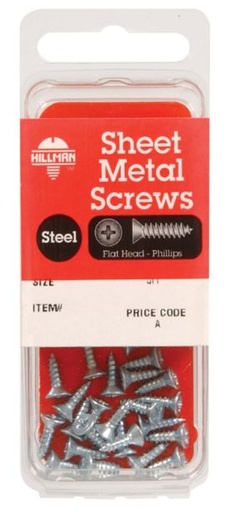 Hillman No. 12 x 1-1/2 in. L Phillips Flat Head Zinc-Plated Steel Sheet Metal Screws 8 pk