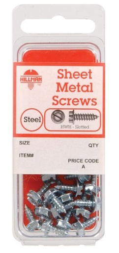 Hillman No. 12 x 1/2 in. L Slotted Hex Head Zinc-Plated Steel Sheet Metal Screws 7 pk