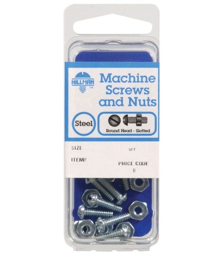 Hillman No. 8-32 x 2 in. L Slotted Round Head Zinc-Plated Steel Machine Screws 5 pk