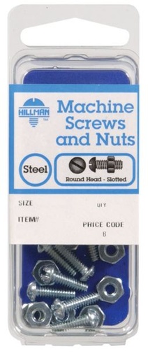 Hillman No. 6-32 x 3/4 in. L Slotted Round Head Zinc-Plated Steel Machine Screws 10 pk
