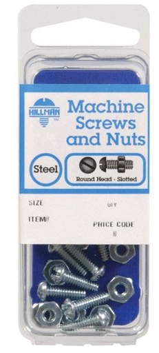 Hillman No. 8-32 x 1/2 in. L Slotted Round Head Zinc-Plated Steel Machine Screws 10 pk