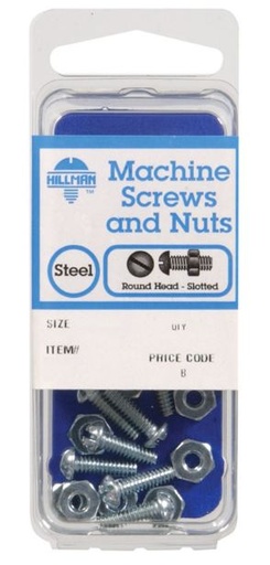 Hillman No. 10-24 x 1-1/2 in. L Slotted Round Head Zinc-Plated Steel Machine Screws 8 pk