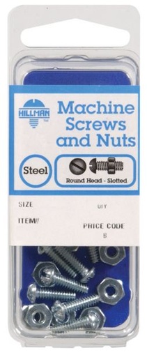 Hillman No. 10-32 x 1/2 in. L Slotted Round Head Zinc-Plated Steel Machine Screws 6 pk