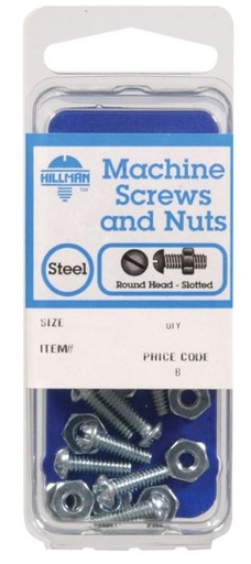 Hillman No. 10-32 x 1-1/4 in. L Slotted Round Head Zinc-Plated Steel Machine Screws 8 pk