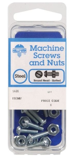 Hillman No. 10-32 x 2 in. L Slotted Round Head Zinc-Plated Steel Machine Screws 5 pk