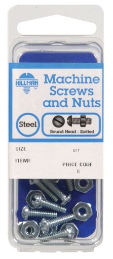Hillman No. 1/4-20 x 3/4 in. L Slotted Round Head Zinc-Plated Steel Machine Screws 6 pk