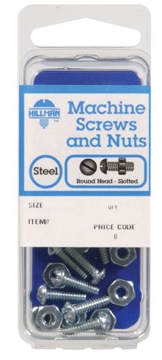 Hillman No. 1/4-20 x 1 in. L Slotted Round Head Zinc-Plated Steel Machine Screws 6 pk