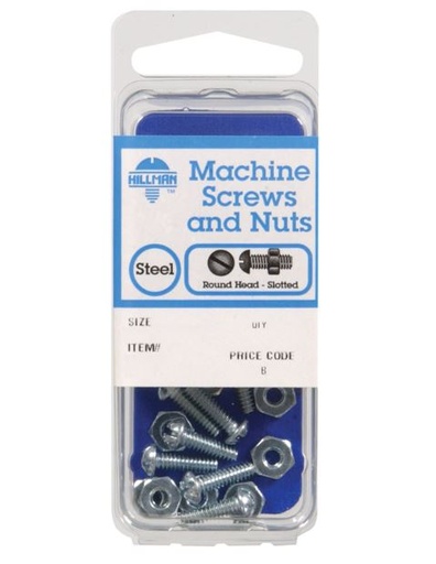 Hillman No. 1/4-20 x 1-1/2 in. L Slotted Round Head Zinc-Plated Steel Machine Screws 5 pk