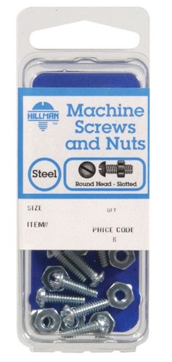 Hillman No. 1/4-20 x 2 in. L Slotted Round Head Zinc-Plated Steel Machine Screws 5 pk