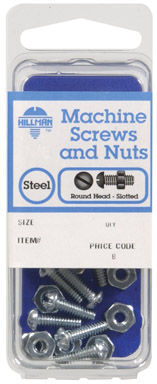 Hillman No. 1/4-20 x 3 in. L Slotted Round Head Zinc-Plated Steel Machine Screws 3 pk