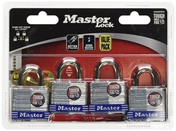 Master Lock, 1-5/16 in. H x 1-5/8 in. W x 1-1/2 in. L Laminated Steel Double Locking Padlock 4 pk.