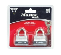 Master Lock 15/16 in. H x 13/16 in. W x 1-1/2 in. L Laminated Steel Warded Locking Padlock 2 pk