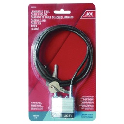 Laminated Cable Padlock 100Cm (3Ft) Steel Ace