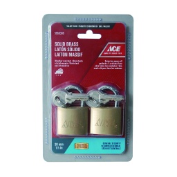 Padlock 2 Pack 30Mm (1 1-8In) Solid Brass Ace.