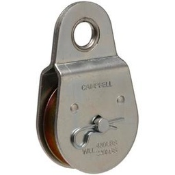Campbell Chain 1-1/2 in. Dia. Zinc Plated Steel Fixed Eye Single Sheave Rigid Eye Pulley