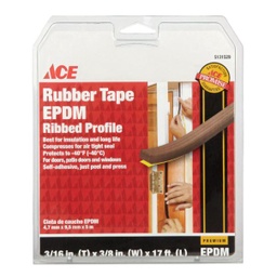 Ace Brown Ribbed Rubber Weatherstrip For Doors 17 ft. L x 3/8 in.Cancel