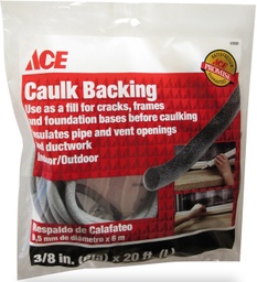 Caulk Backing 3-8In (.95Cm) Bulb 20Ft (6.1M) Foam Grey Ace