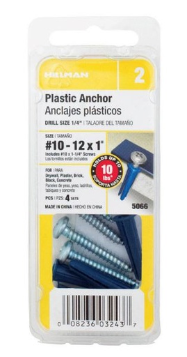 Hillman .190 in. Dia. x 1 in. L Plastic Pan Head Conical Anchor 4 pk