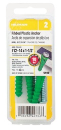 Hillman 1/4 in. Dia. x 1-1/2 in. L Plastic Pan Head Ribbed Anchor 4 pk