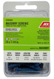 Ace 1/4 in. x 1-1/4 in. L Slotted Hex Washer Head Masonry Screws 25 pk