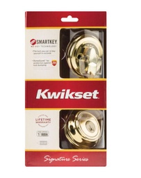 Kwikset Polished Brass Metal Deadbolt.