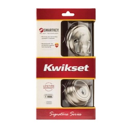 Kwikset Satin Nickel Metal Deadbolt.