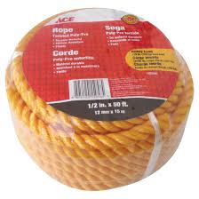 Rope Poly 12Mm X 15M (1-2In X 50Ft), Medium Load Yellow Ace