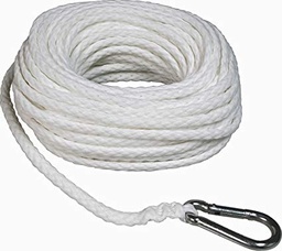 Rope Solid Braided Nylon 6Mm X 15M (1-4In X 50Ft), Light Load White Ace
