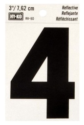 Reflective 4 House Number 3In (7.6Cm) Vinyl W