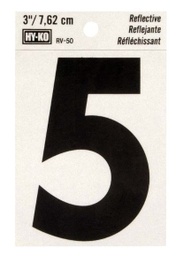 Reflective 5 House Number 3In (7.6Cm) Vinyl W