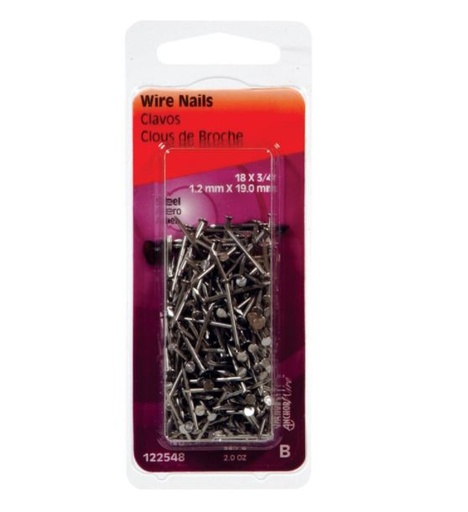 Hillman 18 Ga. x 3/4 in. L Bright Steel Wire Nails 1 pk 2 oz.