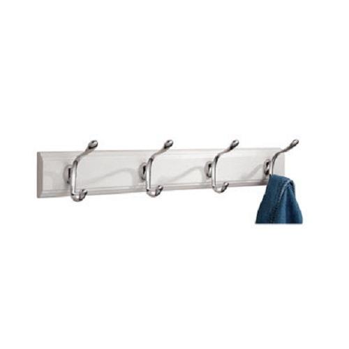 InterDesign 22 in. L Chrome Silver/White Stainless Steel/Wood Jumbo Paris, 4-Hook Rack 1 pk Cancel