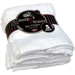 Bar Mop Cloth Wht 5-Pk