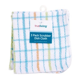 Dish Cloth Scrub Wht 3Pk