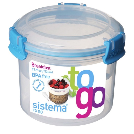 Food Container Breakfast To Go 530Ml, (17.9Oz) 2.2 Cups Bpa Free Sistema