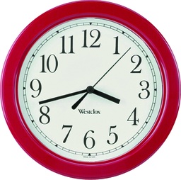 Wall Clock Round Red 21.6Cm (8.5In) Plastic Battery Westclox