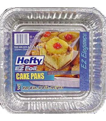 Pan Foil Cake Sq 8" Pk 3