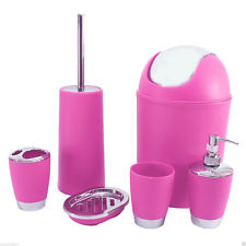 6 Piece Bath Accessory Set Pink Abs Plastic Nbtisen