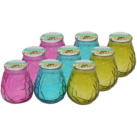 Citronella Candle 10Oz Glass Holder Pink Blue Green Patio Essentials